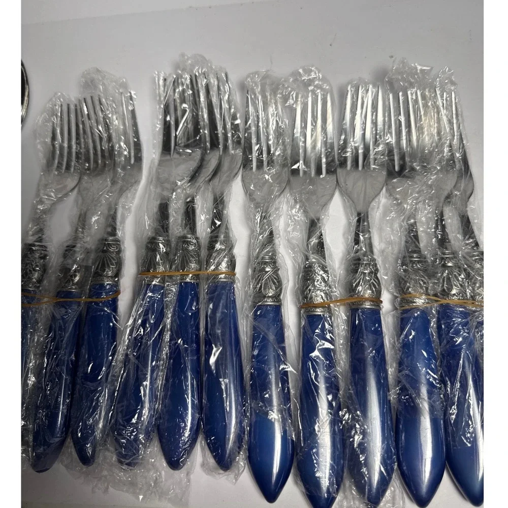 Argent Orfèvres Flatware Set 20pc Blue Silver New 18/8 Stainless Steel Service 4